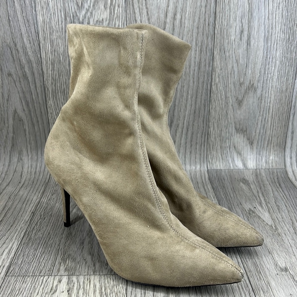 Theory Women's Natural Faux Suede Sock Boot